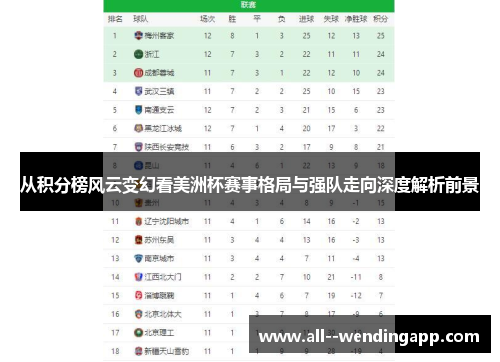 从积分榜风云变幻看美洲杯赛事格局与强队走向深度解析前景